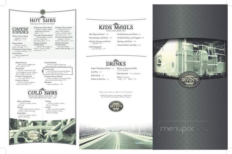 Irvin's On Main - Bellwood, PA menu_pic