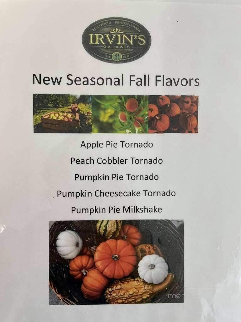 Irvin's On Main - Bellwood, PA menu_pic