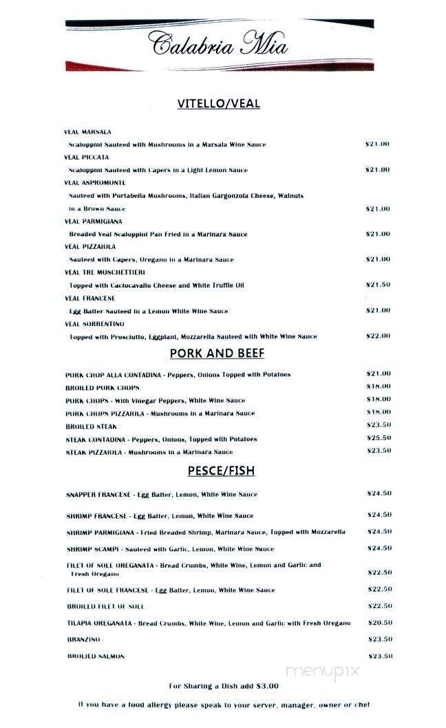 Calabria Mia - Yonkers, NY menu_pic