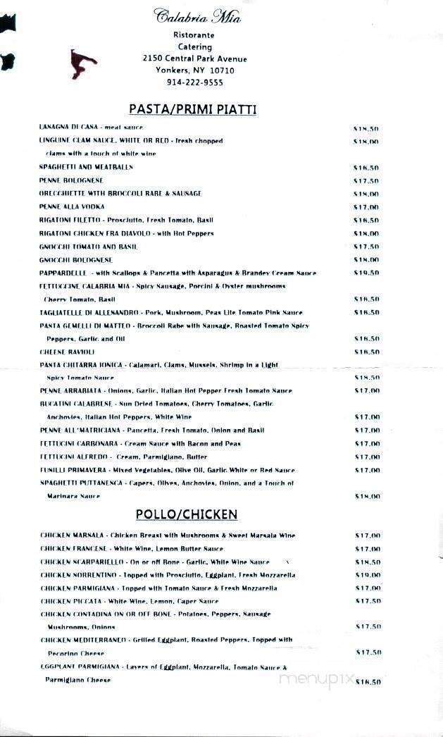 Calabria Mia - Yonkers, NY menu_pic