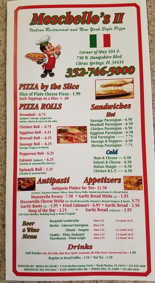 Moschellos 11 - Citrus Springs, FL menu_pic