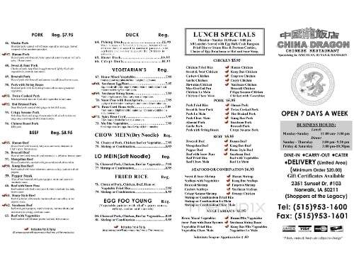 China Dragon - Norwalk, IA menu_pic