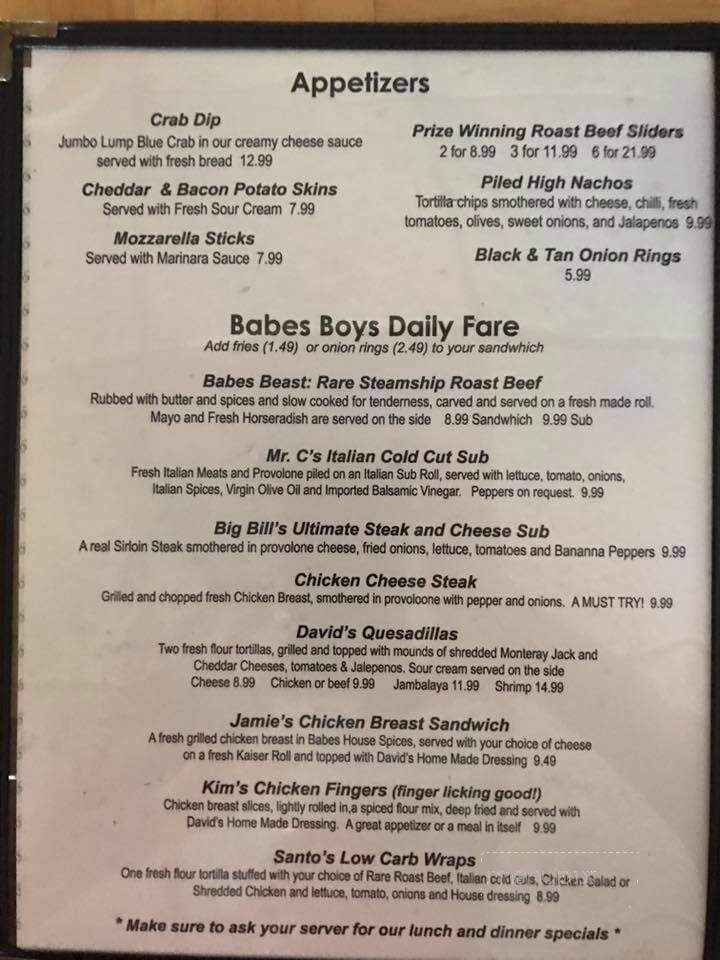 Babes Boys Tavern - Waldorf, MD menu_pic