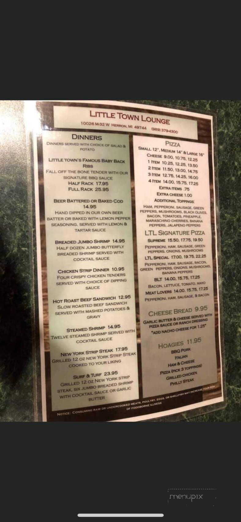 Little Town Lounge - Herron, MI menu_pic