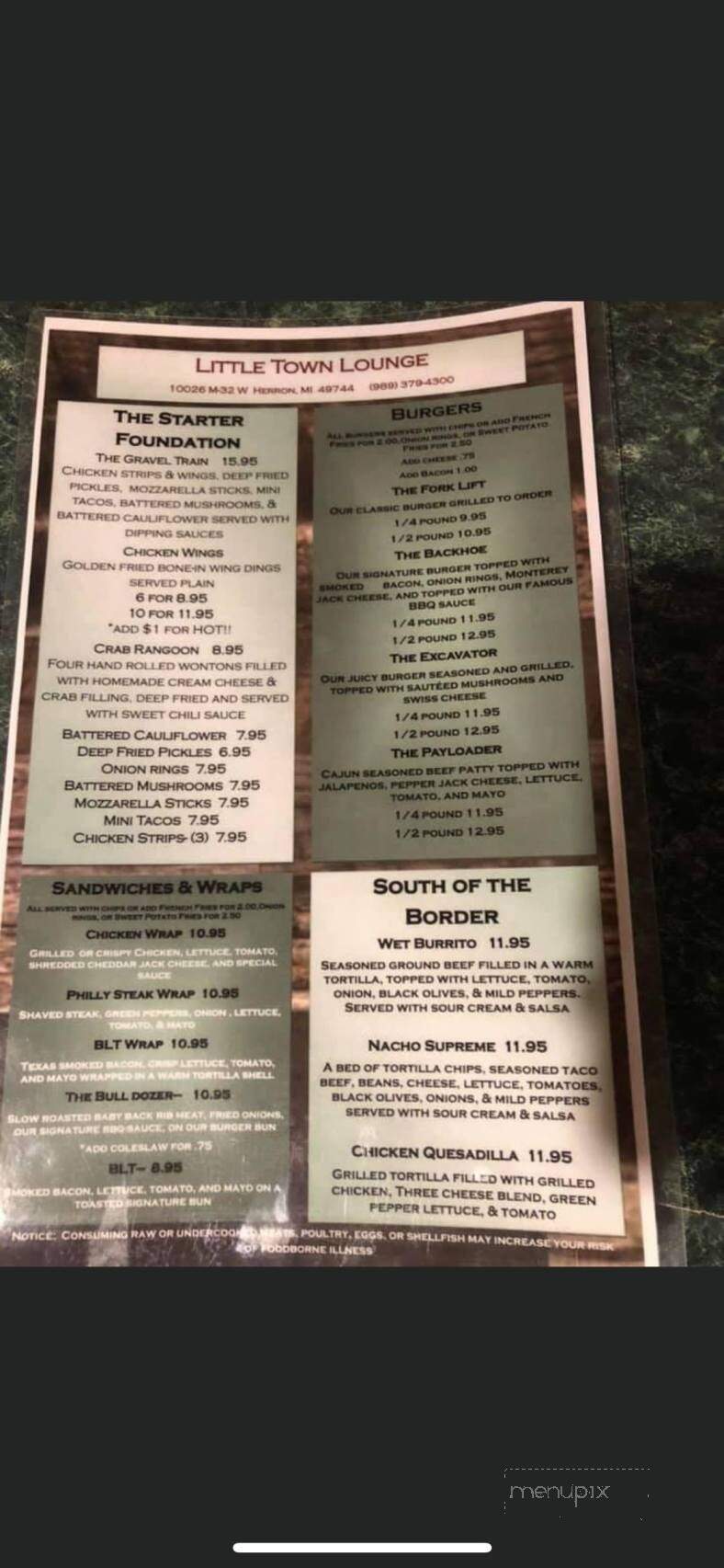 Little Town Lounge - Herron, MI menu_pic