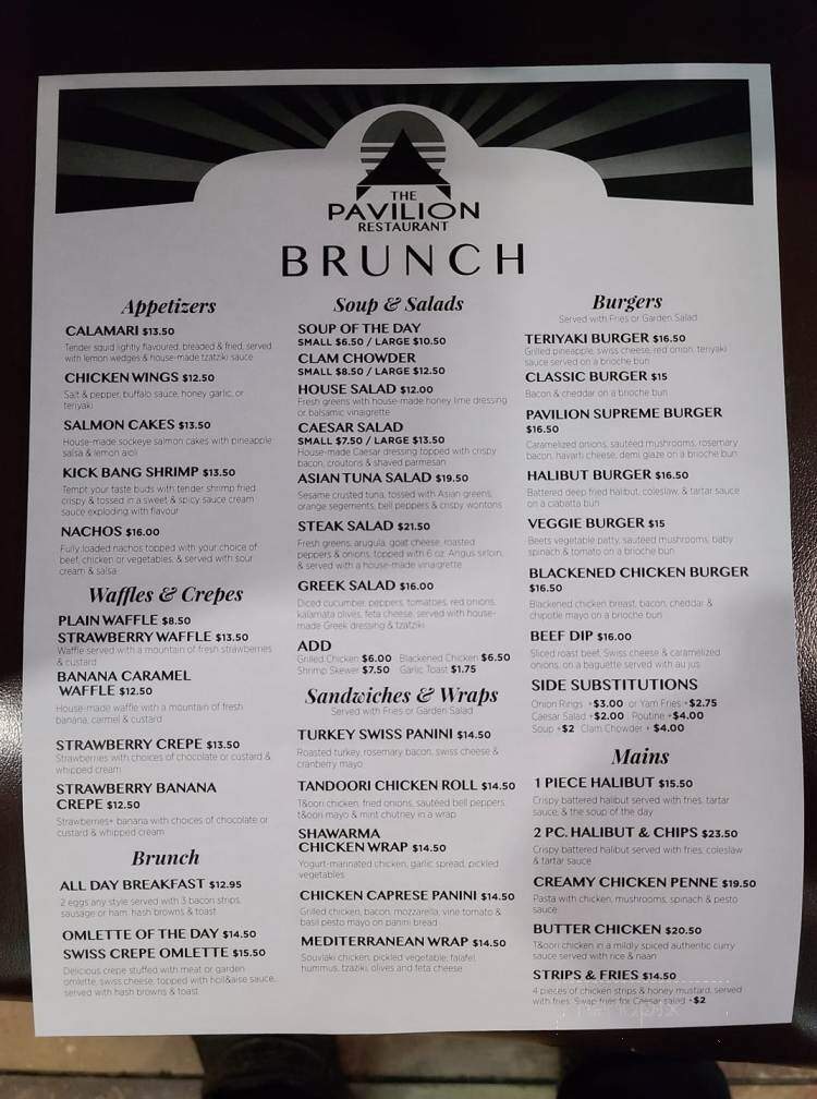 The Pavilion Restaurants - Prince Rupert, BC menu_pic