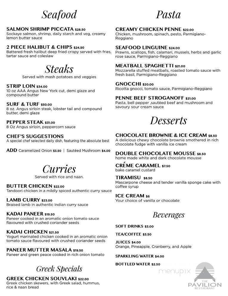 The Pavilion Restaurants - Prince Rupert, BC menu_pic