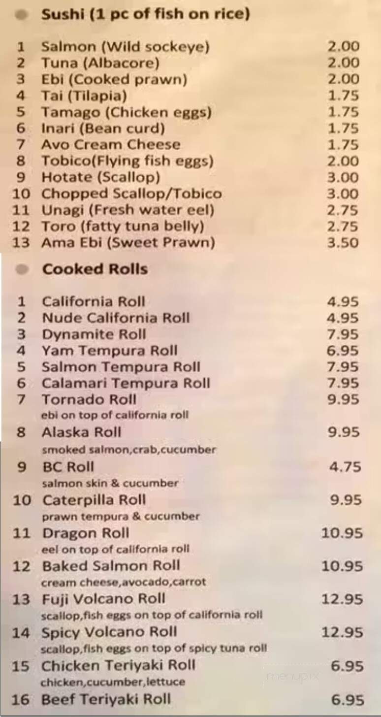 Lakeside Sushi - Lake Cowichan, BC menu_pic