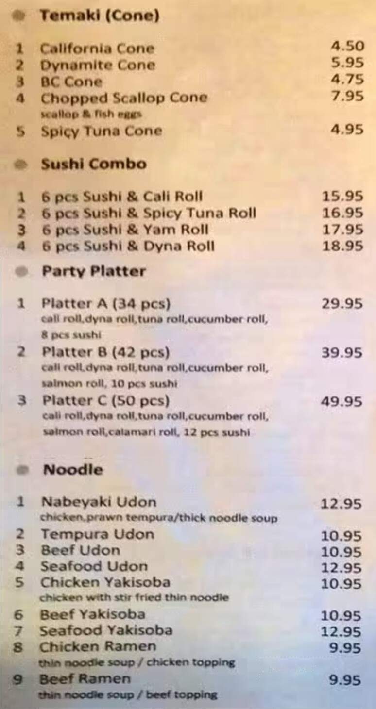 Lakeside Sushi - Lake Cowichan, BC menu_pic