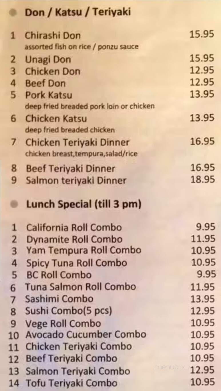 Lakeside Sushi - Lake Cowichan, BC menu_pic