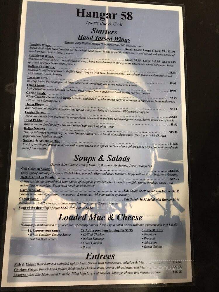 Hangar 58 - Indianapolis, IN menu_pic