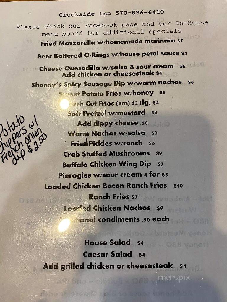Creekside Inn - Tunkhannock, PA menu_pic