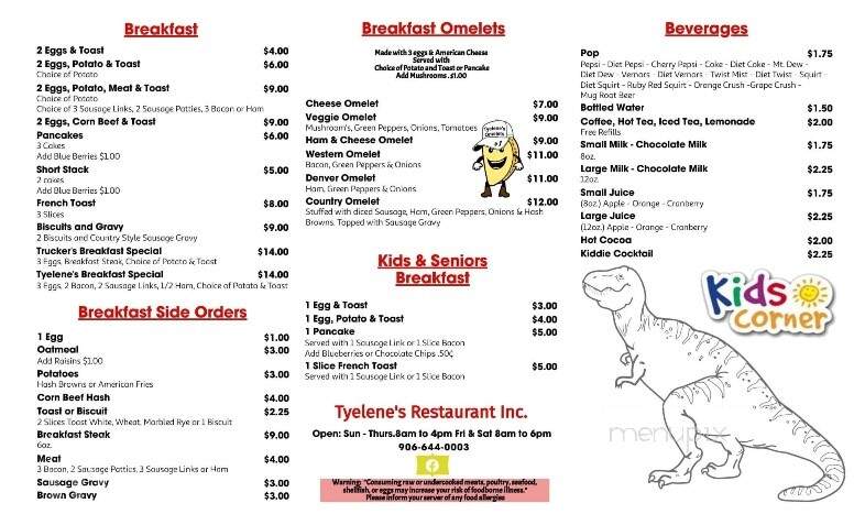 Rosie's at Tylenes Family Restaurant - Garden, MI menu_pic