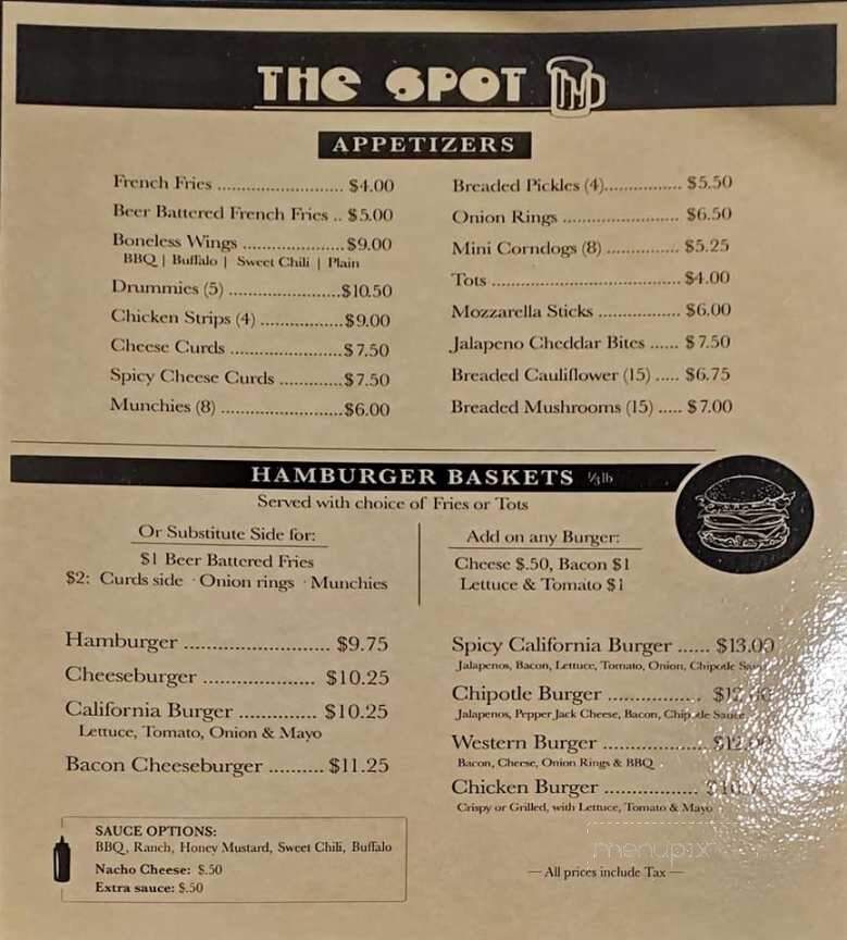 Spot - Red Lake Falls, MN menu_pic