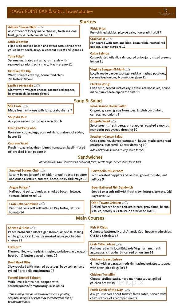 Foggy Point Bar & Grill - Portsmouth, VA menu_pic