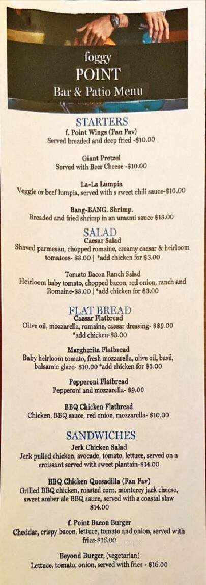Foggy Point Bar & Grill - Portsmouth, VA menu_pic