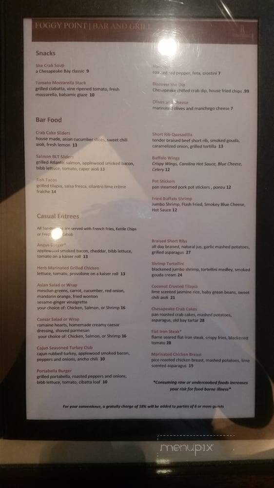 Foggy Point Bar & Grill - Portsmouth, VA menu_pic