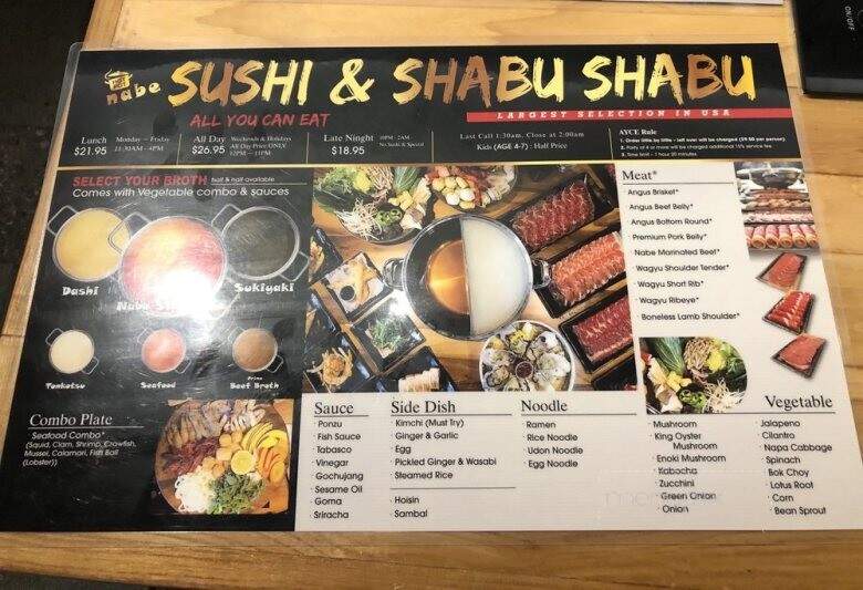 Nabe Hotpot - Las Vegas, NV menu_pic
