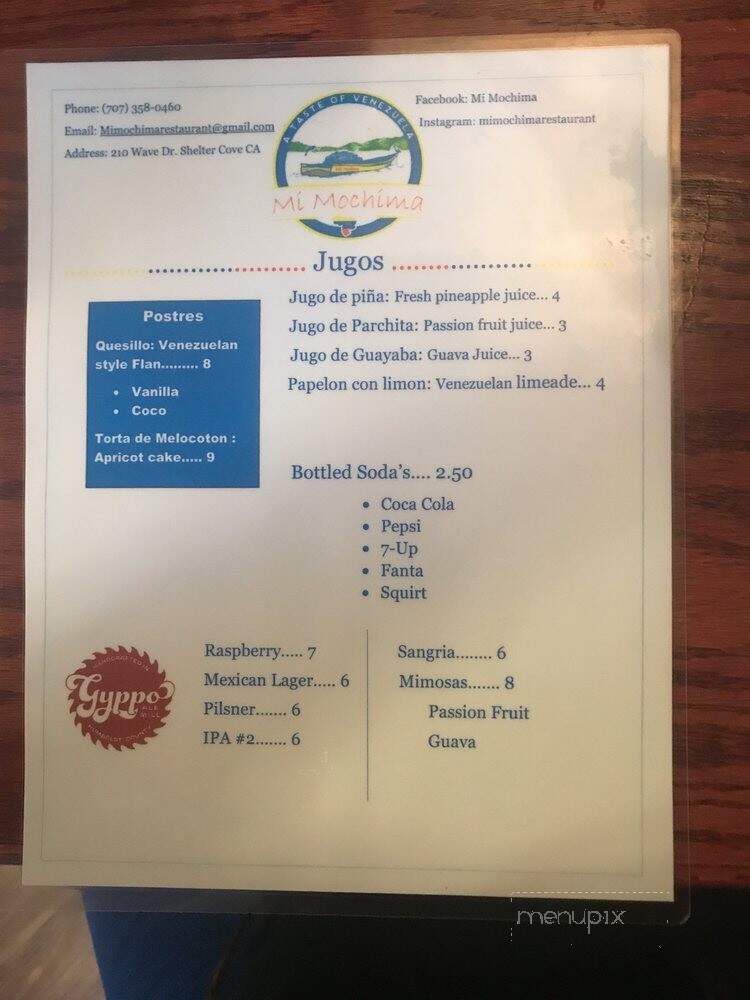 Mi Mochima - Whitethorn, CA menu_pic