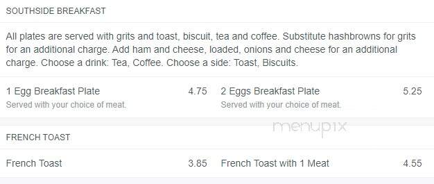 Southside Cafe - Greenwood, SC menu_pic