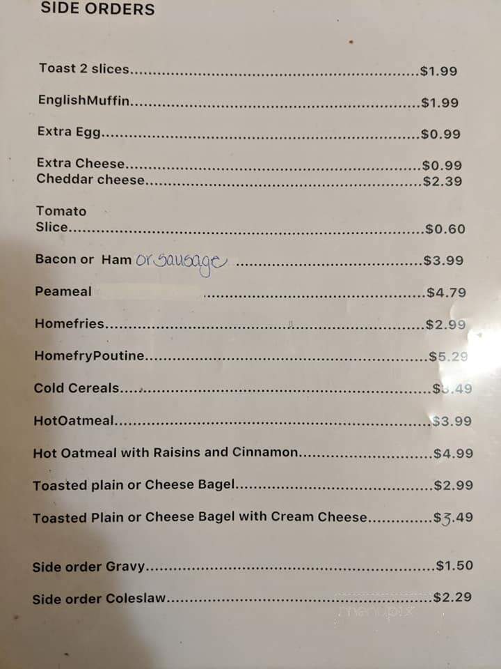 Jenny's Country Lane - Stirling, ON menu_pic
