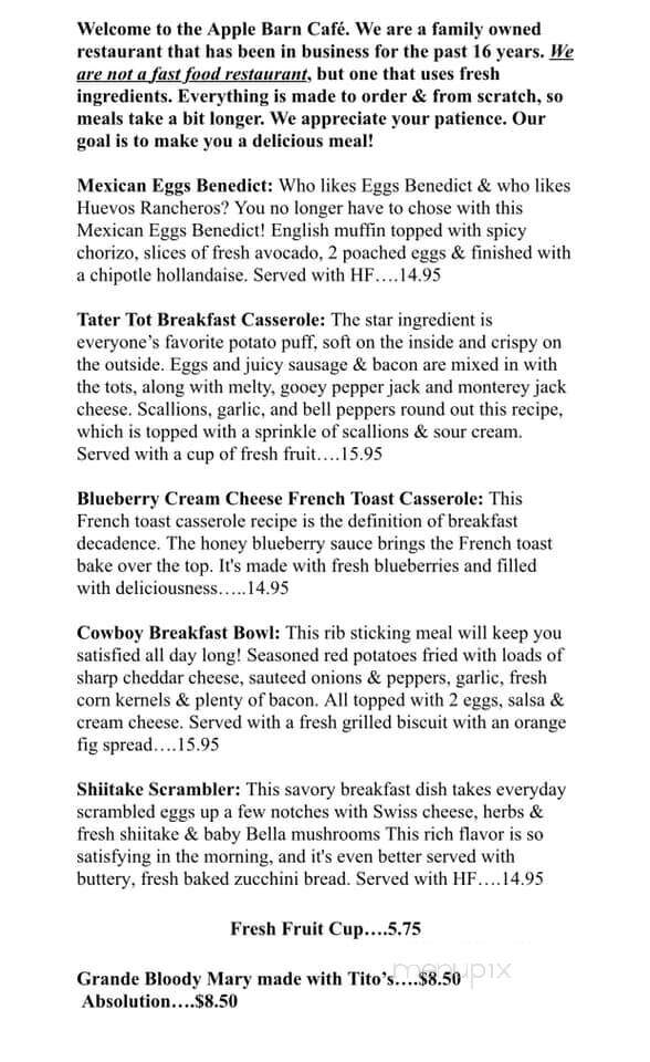 Apple Barn Cafe - Brimfield, MA menu_pic