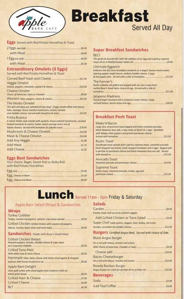 Apple Barn Cafe - Brimfield, MA menu_pic