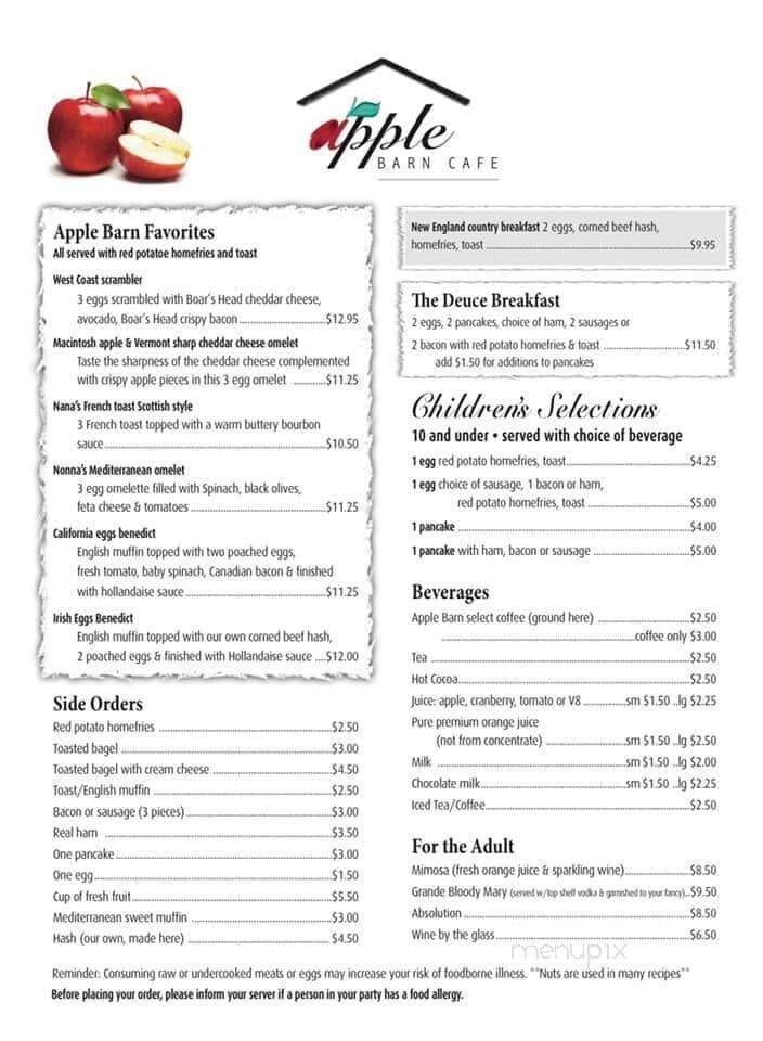 Apple Barn Cafe - Brimfield, MA menu_pic