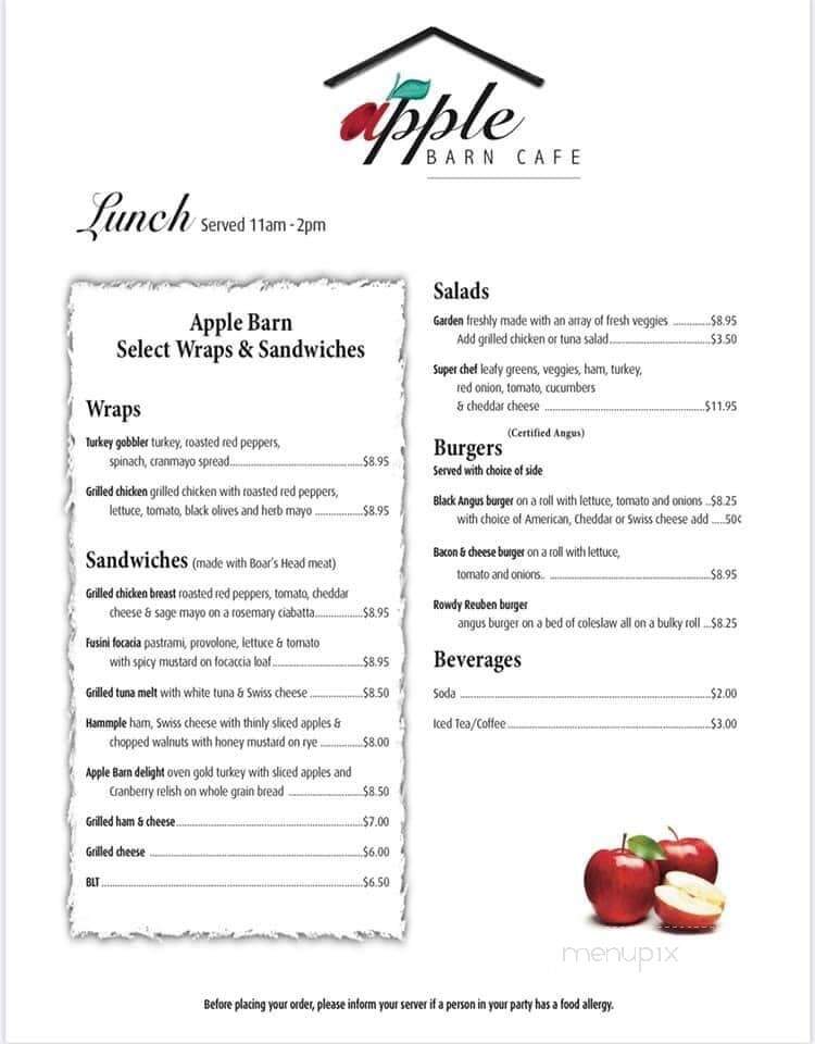 Apple Barn Cafe - Brimfield, MA menu_pic