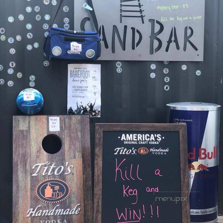 Sand Bar & Grill - Nashville, TN menu_pic