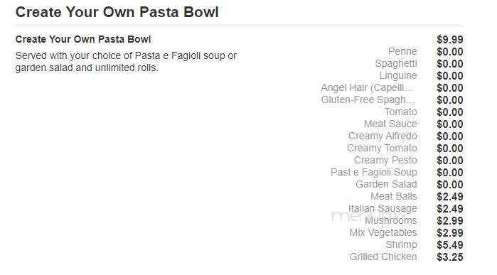 Giovanni's Restaurant - Lampasas, TX menu_pic