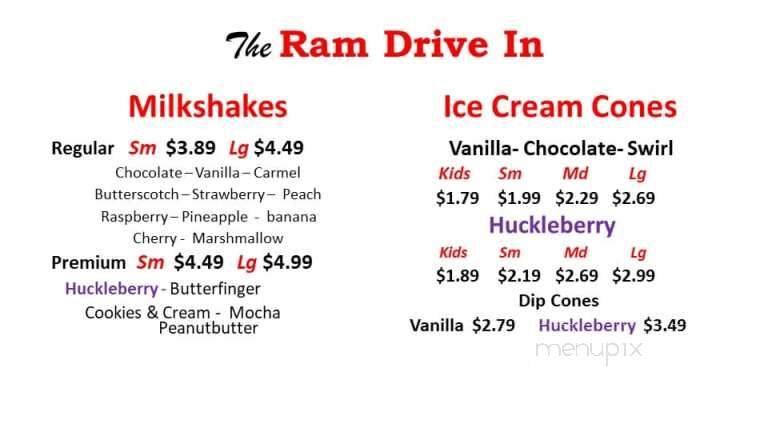 Ram's Drive-Inn - Chattaroy, WA menu_pic