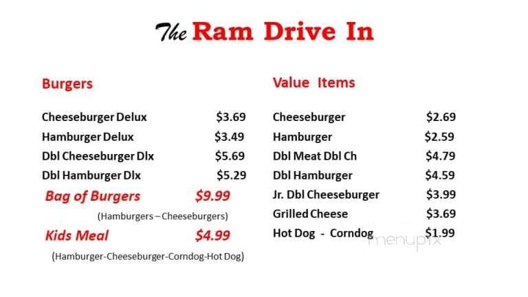 Ram's Drive-Inn - Chattaroy, WA menu_pic