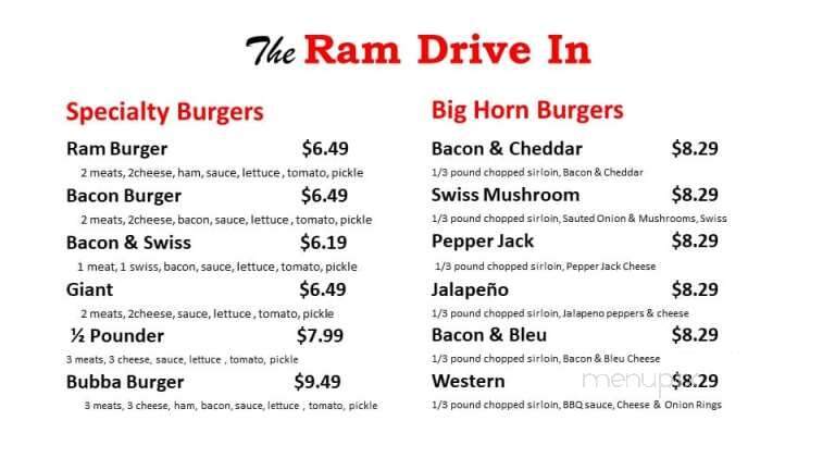 Ram's Drive-Inn - Chattaroy, WA menu_pic