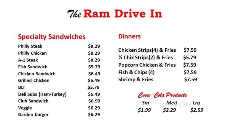 Ram's Drive-Inn - Chattaroy, WA menu_pic