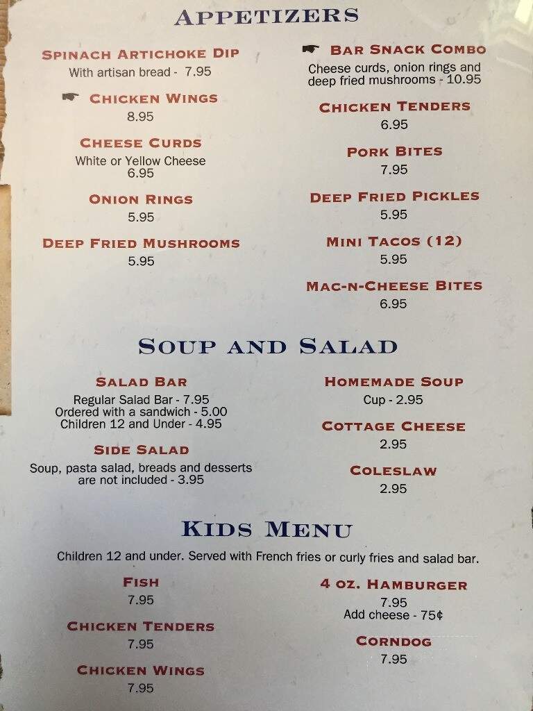 Old Abe's Supper Club - Jim Falls, WI menu_pic