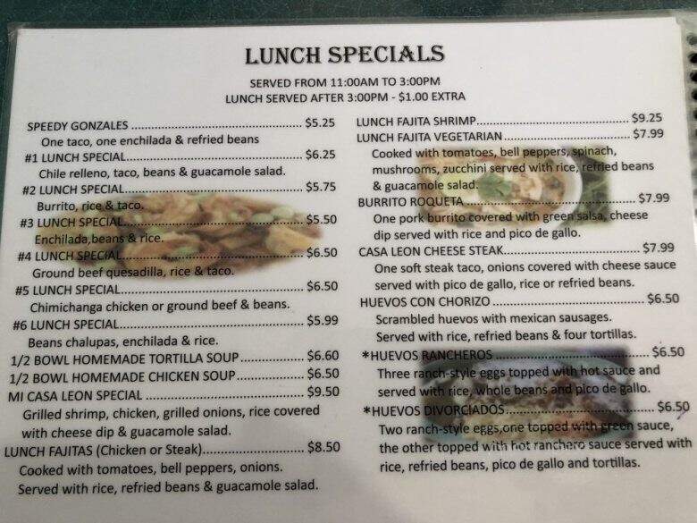 Mi Casa Leon - Anderson, SC menu_pic