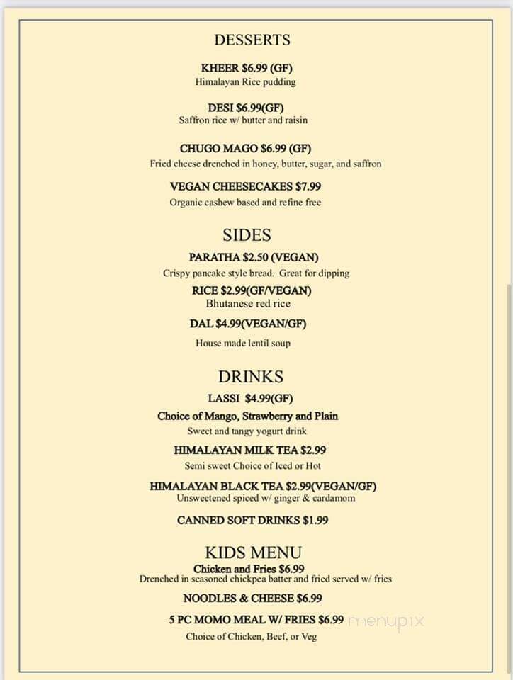 Norbu - Lancaster, PA menu_pic