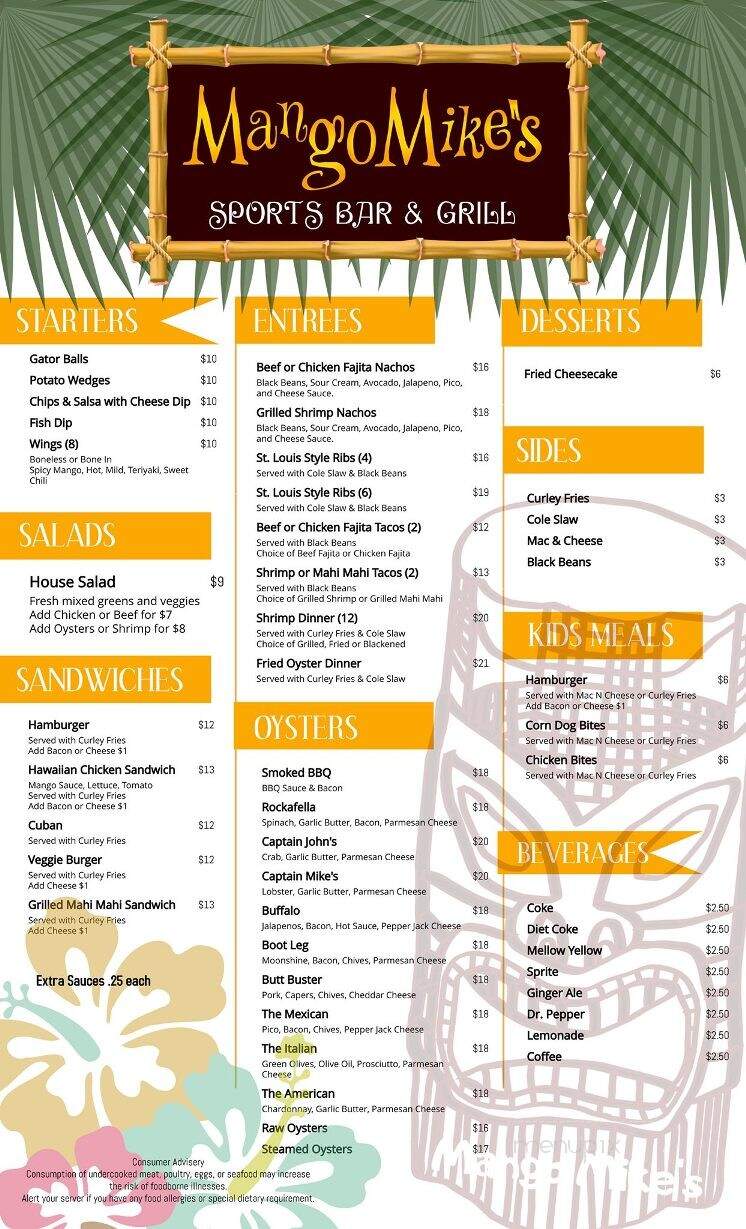 Mango Mikes - Eastpoint, FL menu_pic