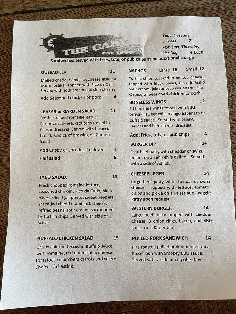 The Cabin - Shoreline, WA menu_pic