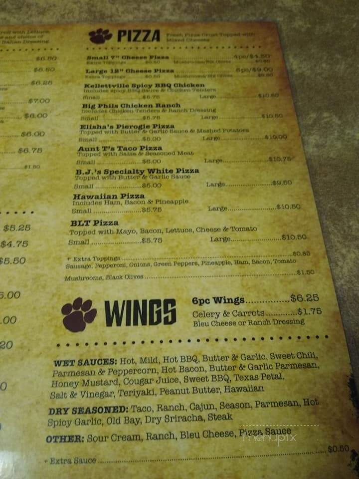 Cougar Bob's Kelletville - Tionesta, PA menu_pic