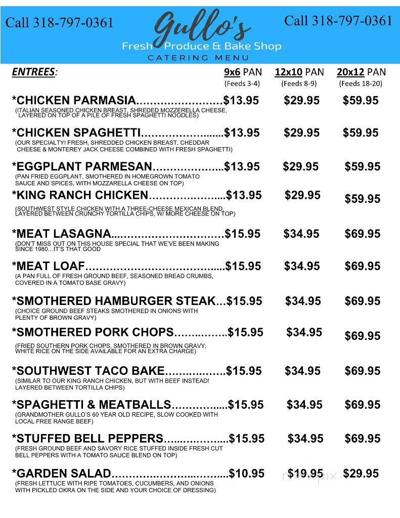 Gullo's Fresh Produce & Bake Shop - Shreveport, LA menu_pic
