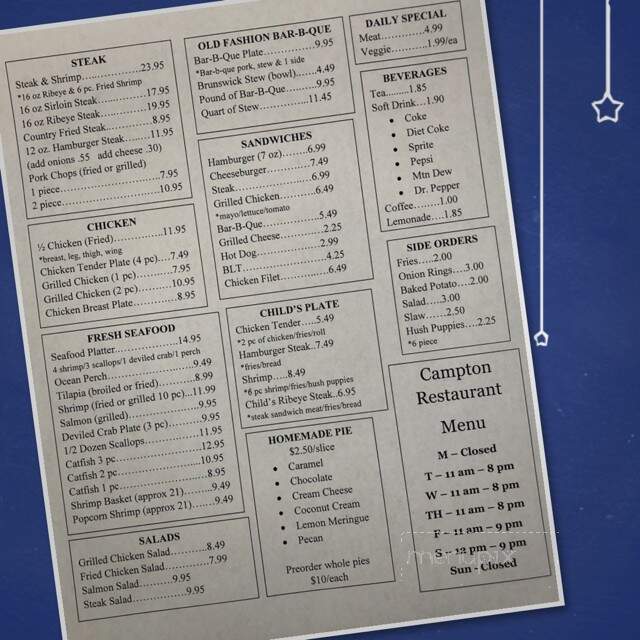Campton Restaurant - Monroe, GA menu_pic