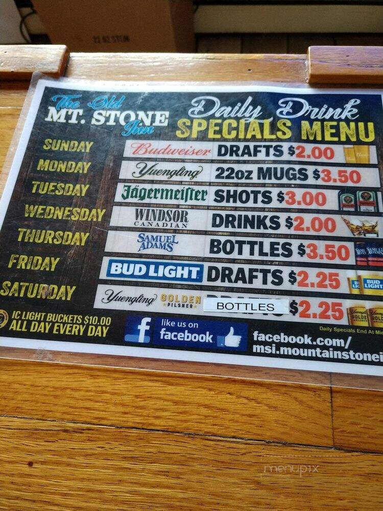 Old Mountain Stone Inn - New Bloomfield, PA menu_pic