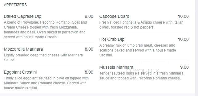 Red Caboose Italian Restaurant - Clarksburg, WV menu_pic