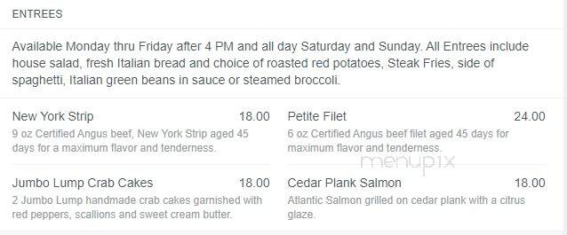 Red Caboose Italian Restaurant - Clarksburg, WV menu_pic