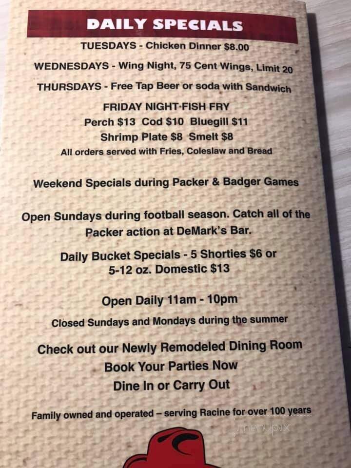 DeMarks Bar & Restaurant - Racine, WI menu_pic