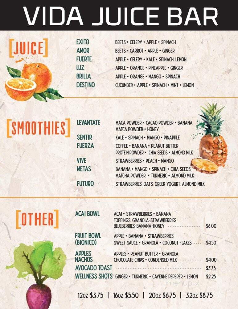 Vida Juice Bar - Red Bluff, CA menu_pic