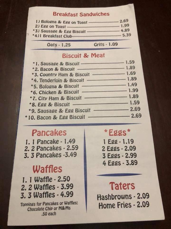 Rockin Chair Cafe - Hohenwald, TN menu_pic