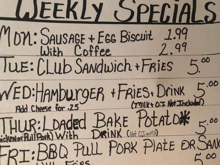 Rockin Chair Cafe - Hohenwald, TN menu_pic